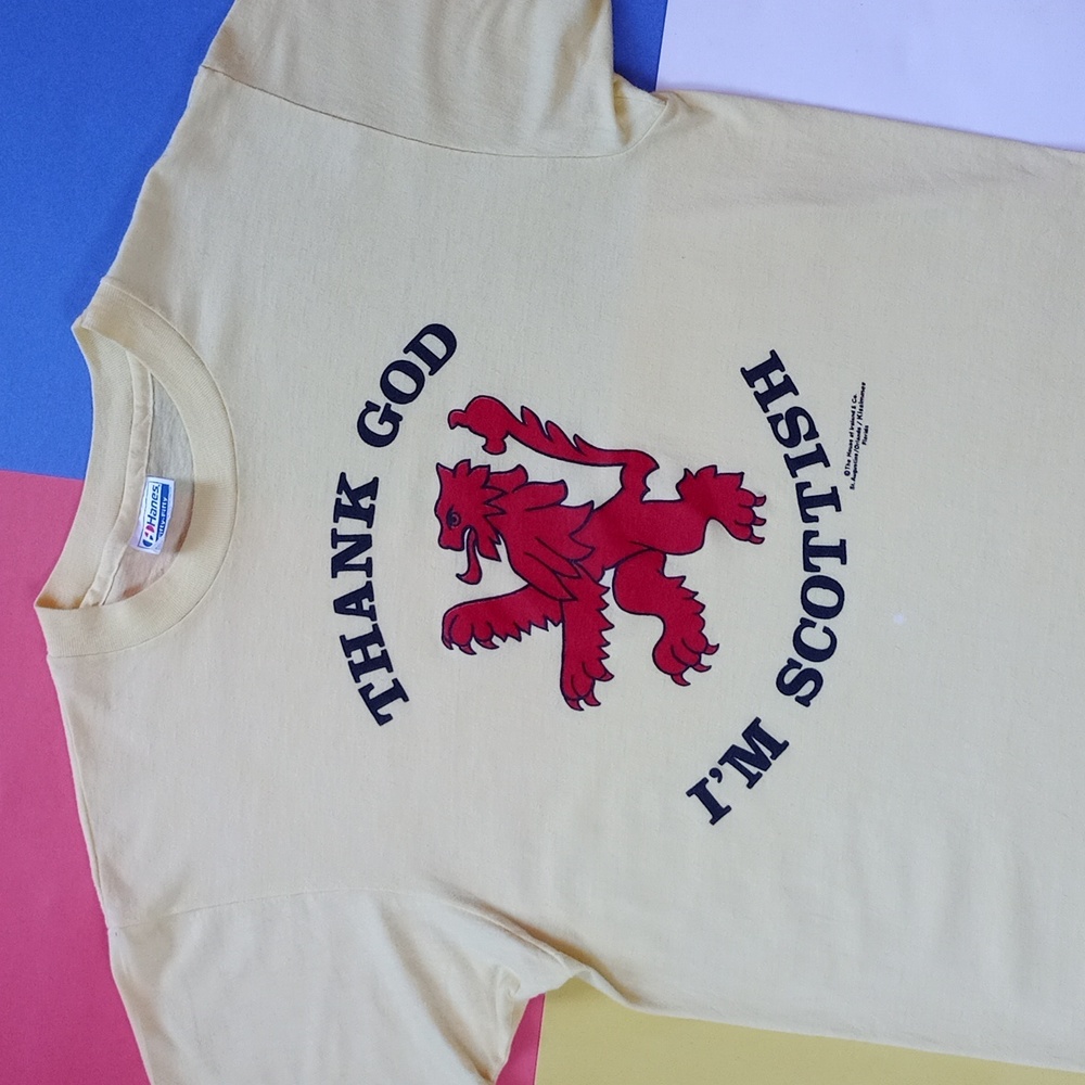 Vintage 90s Thank God I'm Scottish Graphic Single Stitch T-Shirt